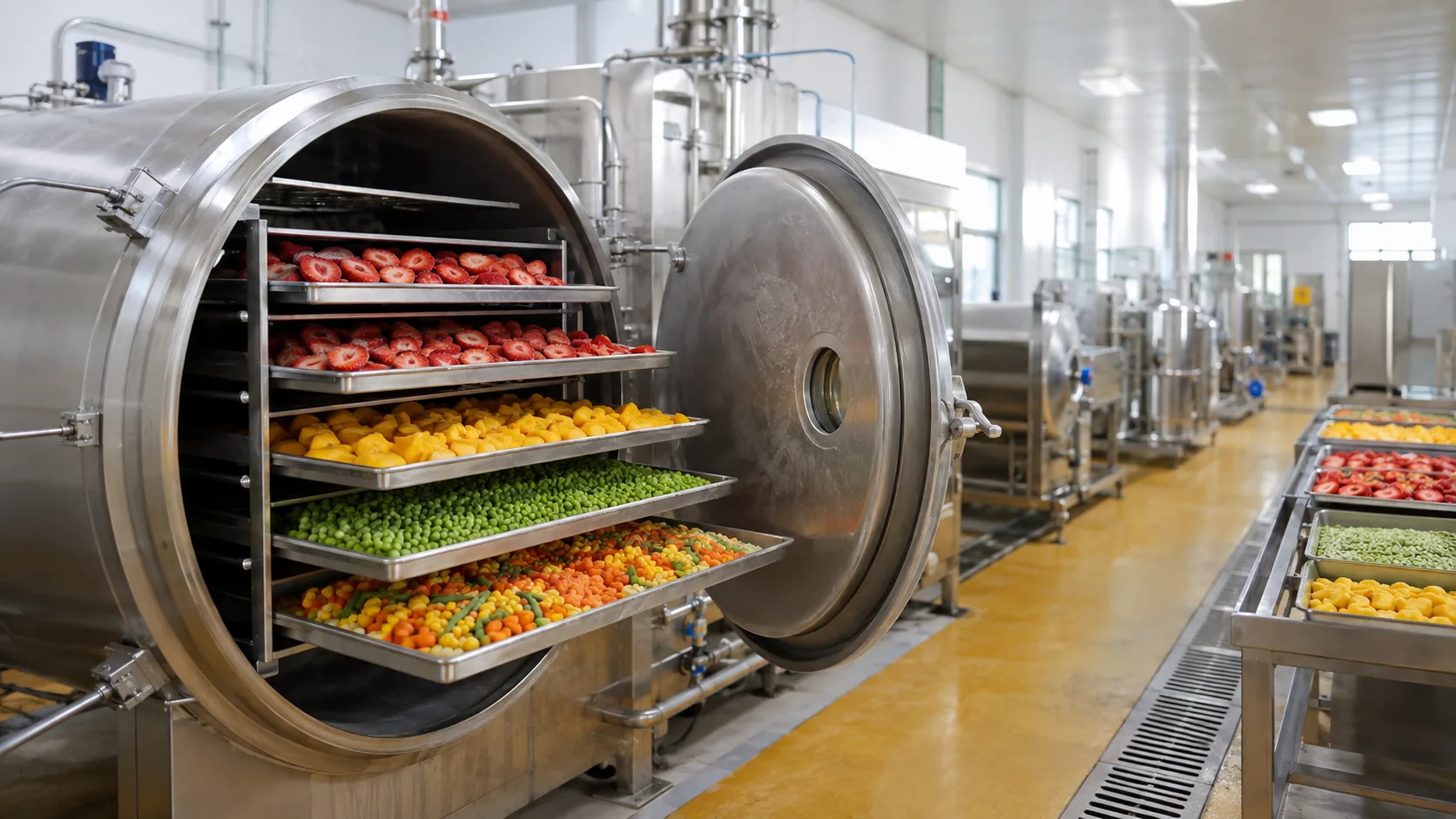 Freeze-drying facility for fruits vegetables and prepared foods