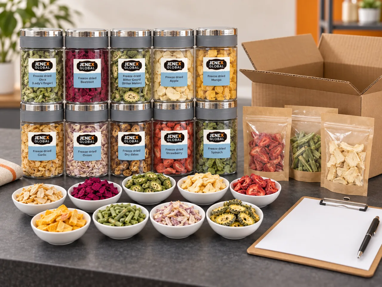 Jenex Global product sample review and export packaging preparation